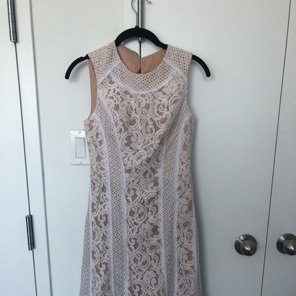 BCBG Maxazria White Lace Dress Open Back